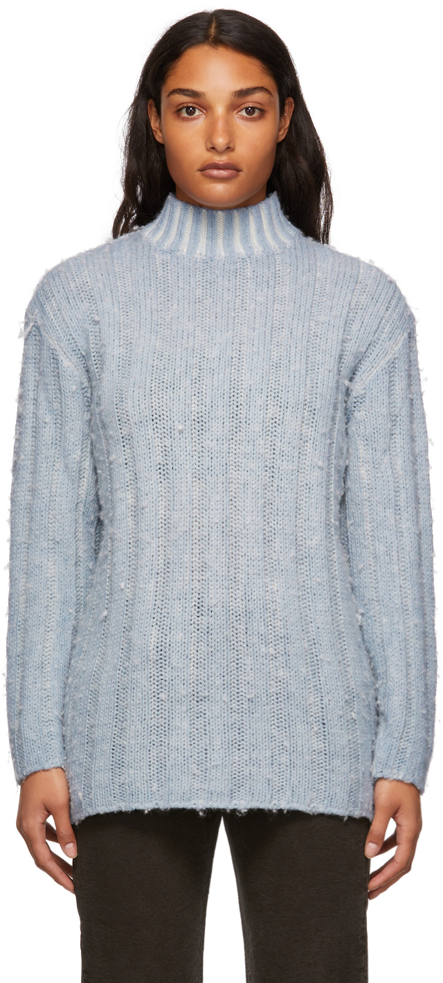 Blue Funnel Neck Sweater