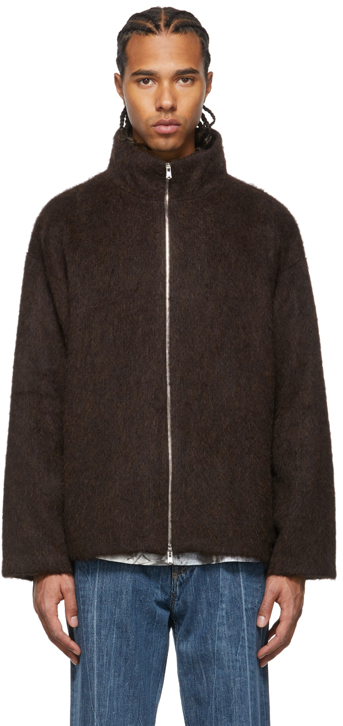 Our Legacy: SSENSE Exclusive Brown Wool & Mohair Zip-Up Sweater