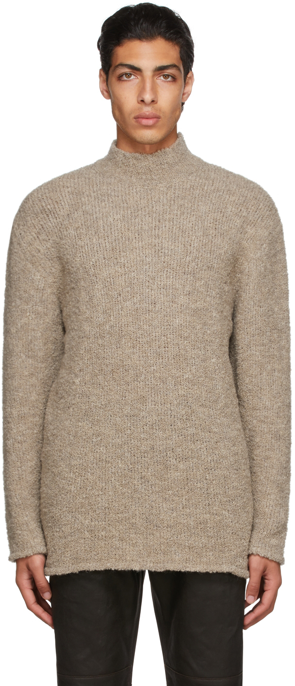 Our Legacy Beige Wool Boucle Funnel Neck Sweater
