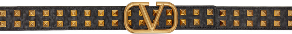 Valentino Garavani Black Studded VLogo Belt