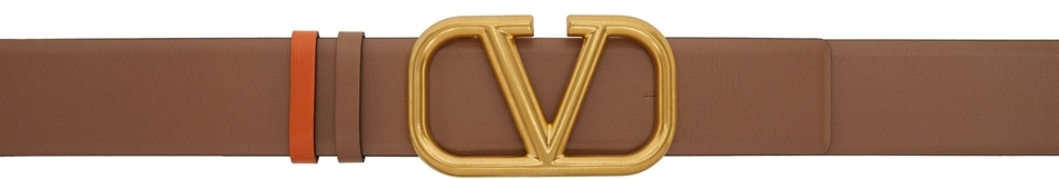 Valentino Garavani Reversible Brown & Orange VLogo Belt