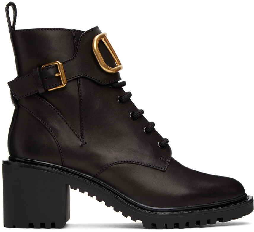 Søjle gnist Frivillig Valentino Garavani: Leather VLogo Combat Boots | SSENSE