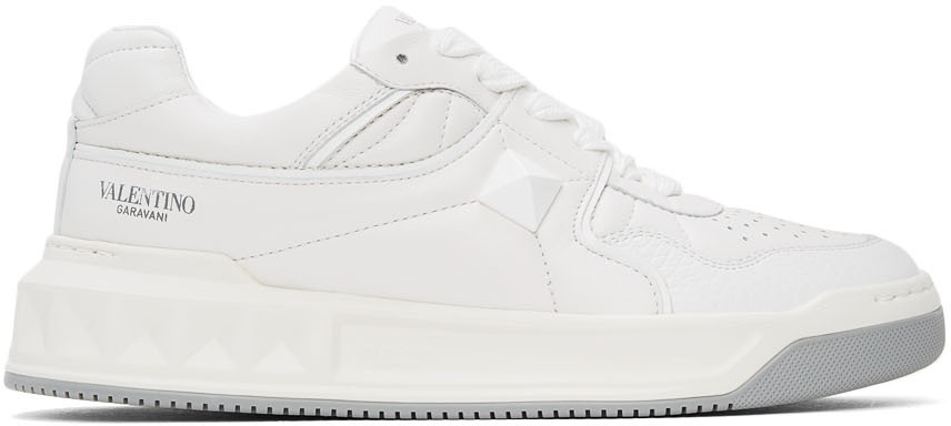 White One Stud Low-Top Sneakers