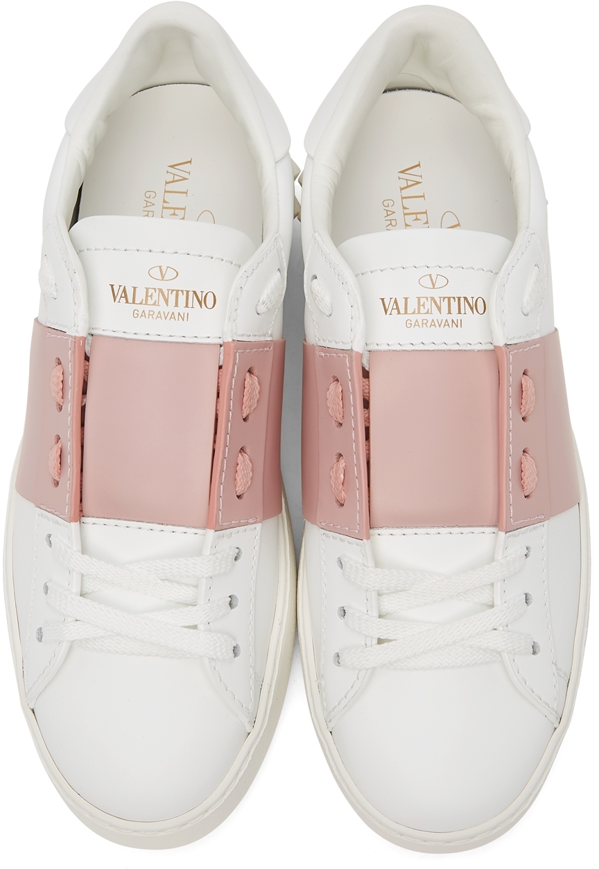 White & pink hot sale valentino garavani open sneakers