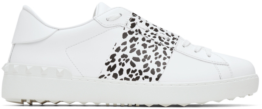 Valentino Garavani White & Black Leopard Open Sneakers