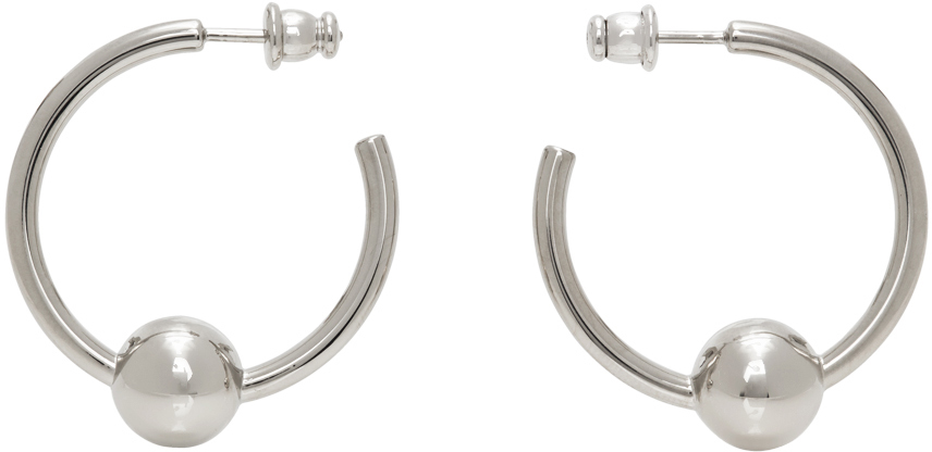 Jean Paul Gaultier SSENSE Exclusive Silver Logo Hoop Earrings 