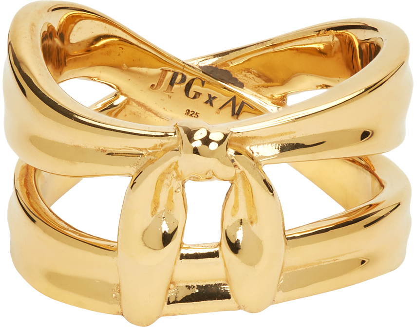 Jean Paul Gaultier SSENSE Exclusive Gold Alan Crocetti Edition Double Wrap Bandana Ring