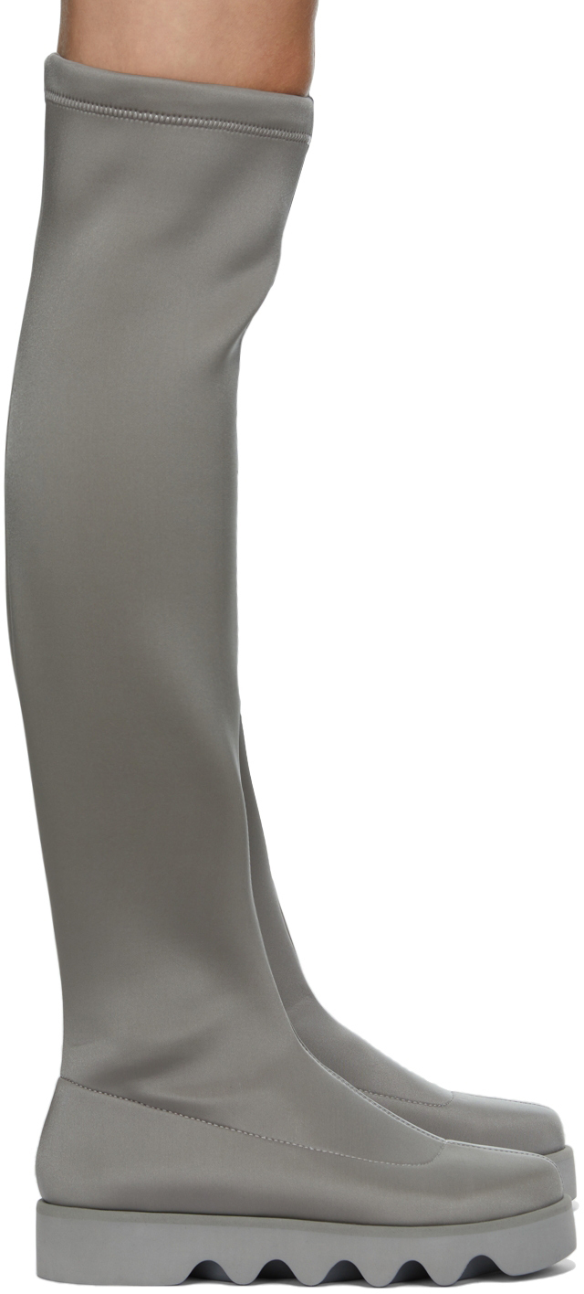 Issey Miyake Grey United Nude Edition Long Bounce Boots | Smart Closet