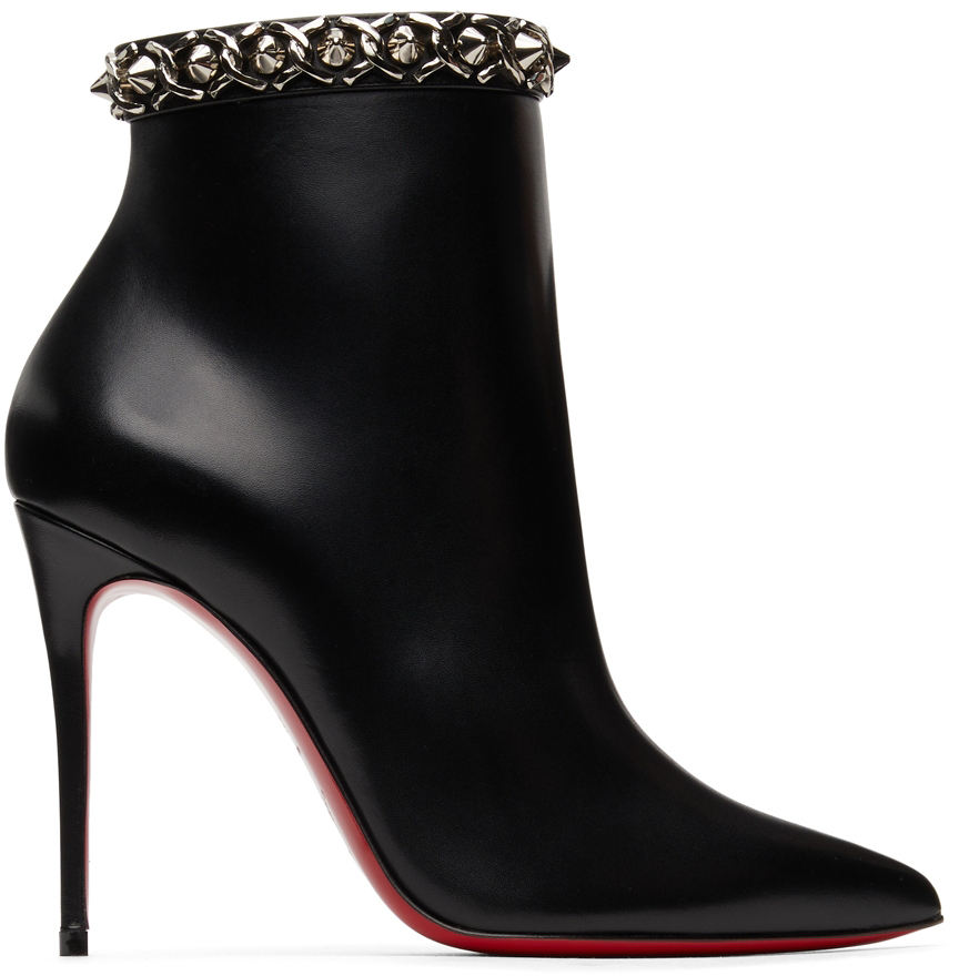 Christian Louboutin Black Booty Chain 100mm Boots