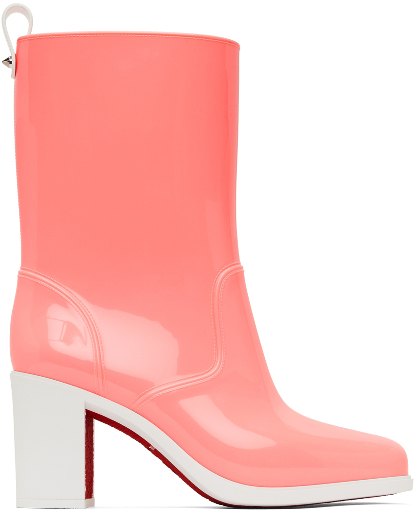 Christian Louboutin Pink PVC Loubirain 70 Boots