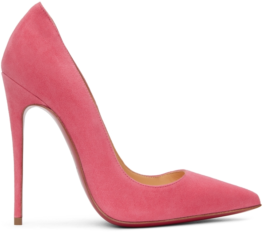 Christian Louboutin: Pink Suede So Kate 120 Heels | SSENSE Canada