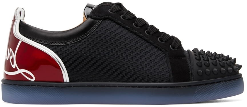 Christian Louboutin: Baskets Fun Louis Junior noires à clous | SSENSE France