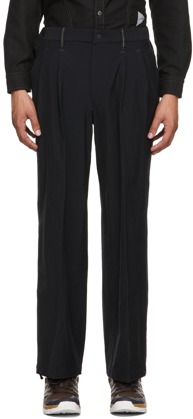and wander Black Plain Wide Trousers