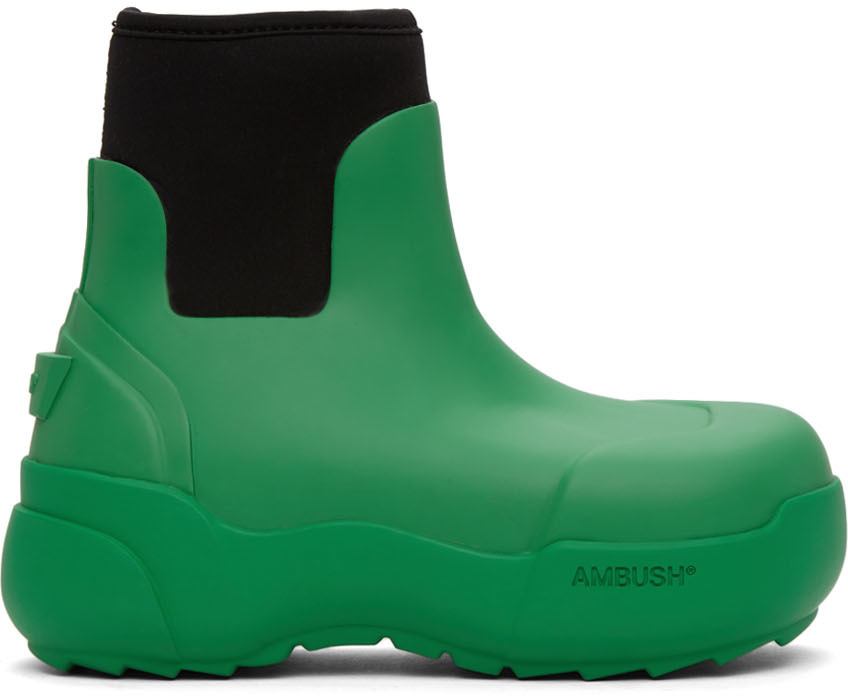 AMBUSH Green Rubber Boots | Smart Closet