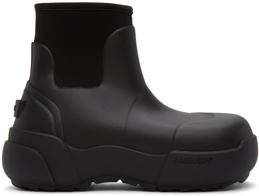 Black Rubber Chelsea Boots by AMBUSH on 