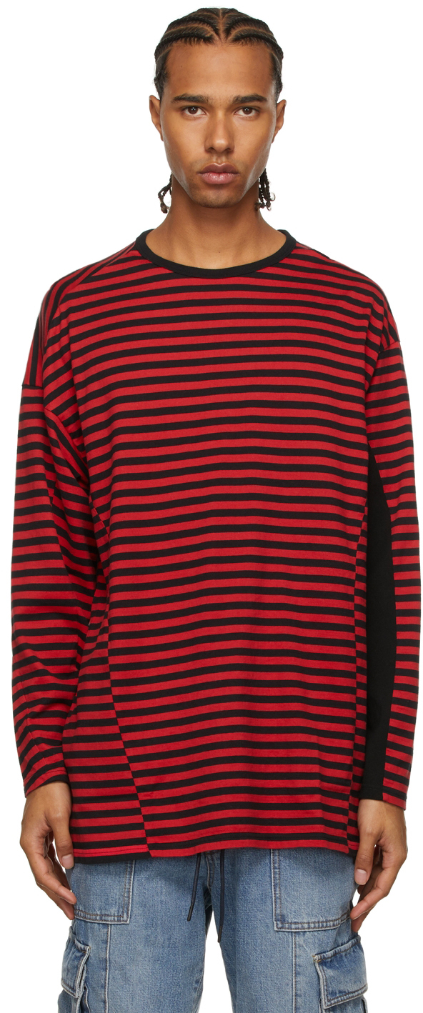 Undercoverism Black & Red Stripe Long Sleeve T-Shirt