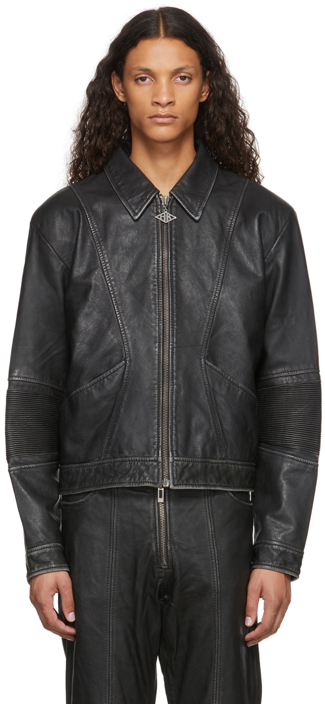 cropped leather jacket men