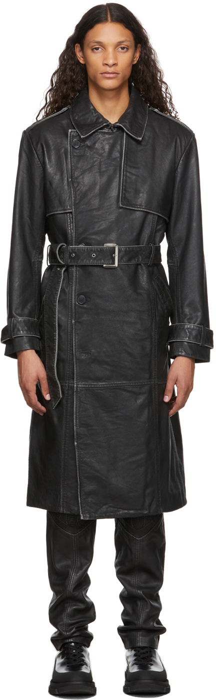 Han Kjobenhavn: Black Leather Trench Coat | SSENSE