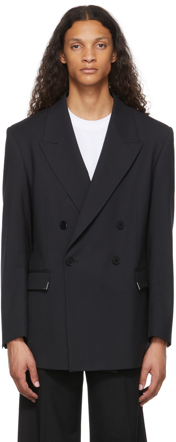 Black Boxy Suit Blazer by Han Kjobenhavn on Sale