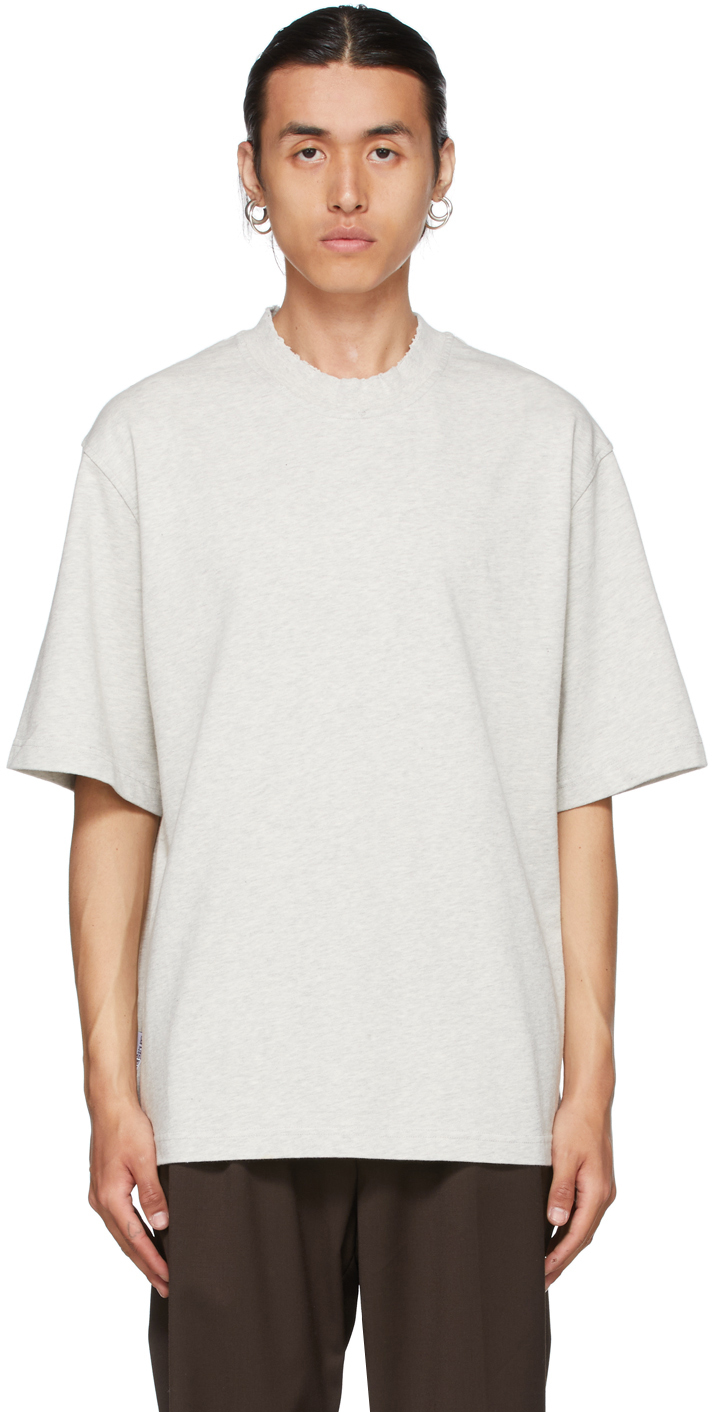 Grey Distressed T-Shirt by Han Kjobenhavn on Sale