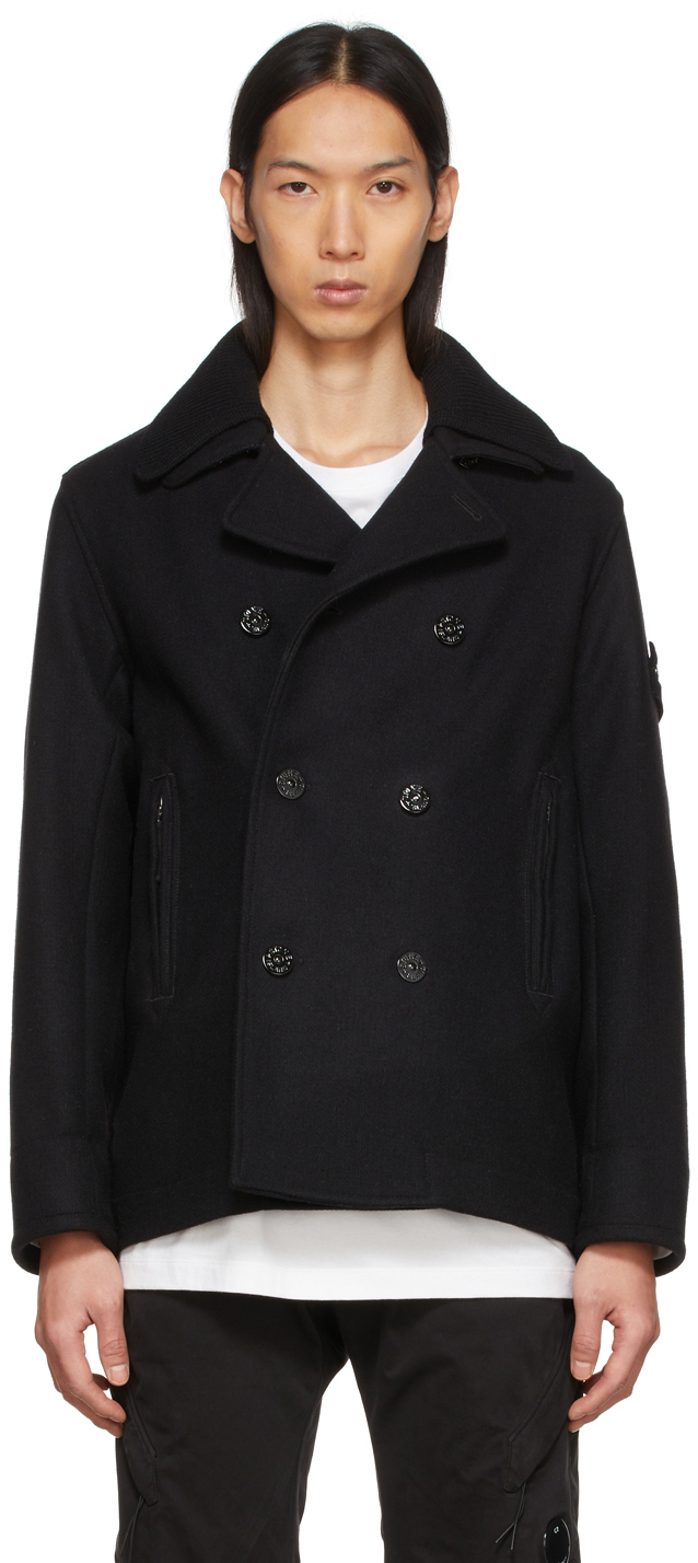 Stone Island ブラック Panno Speciale ピーコート