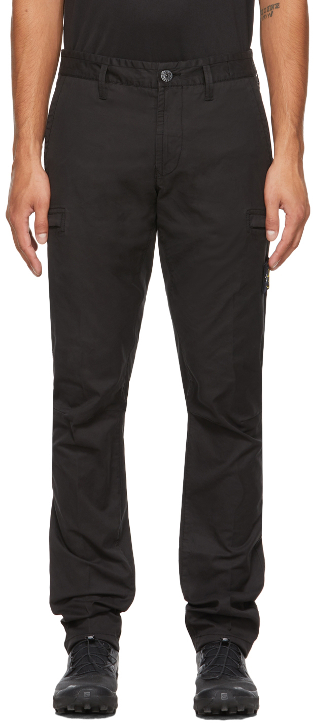 Black Cotton Twill Cargo Pants by Stone Island on Sale