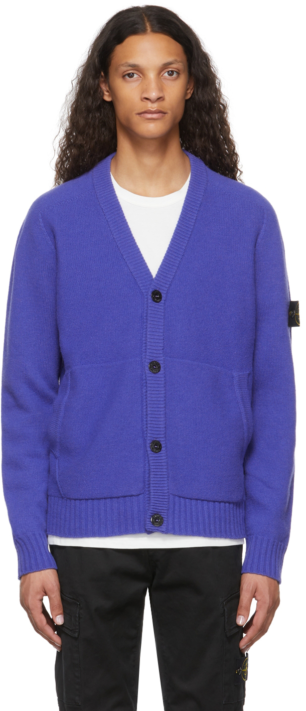 Purple Knit Cardigan by Stone Island on Sale