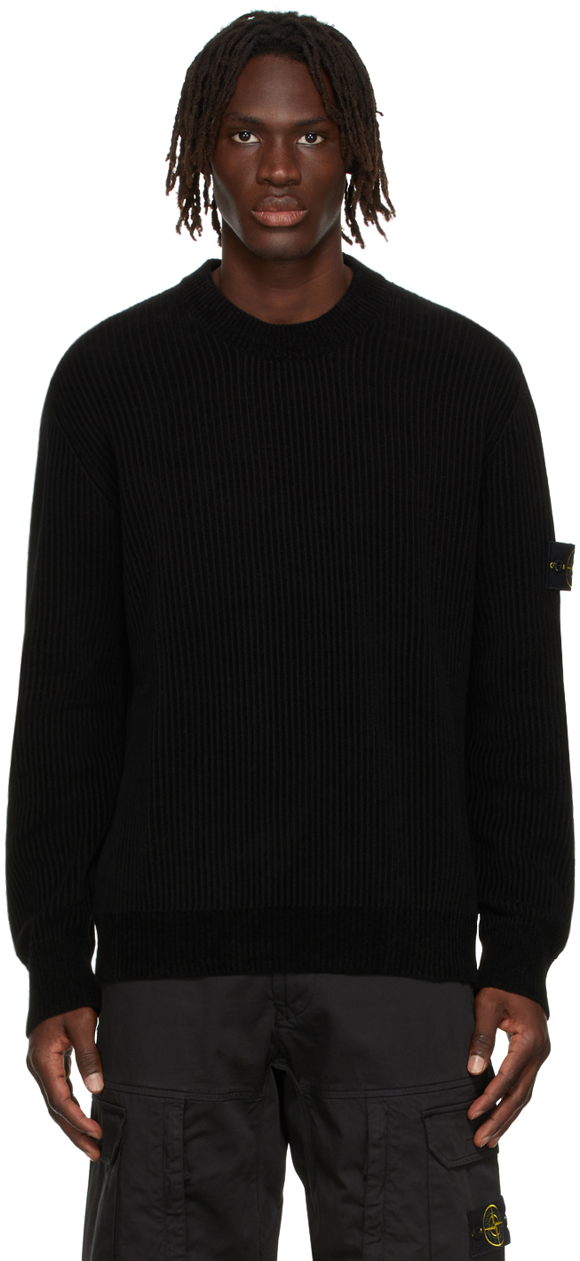 Black Chenille Sweater by Stone Island on Sale