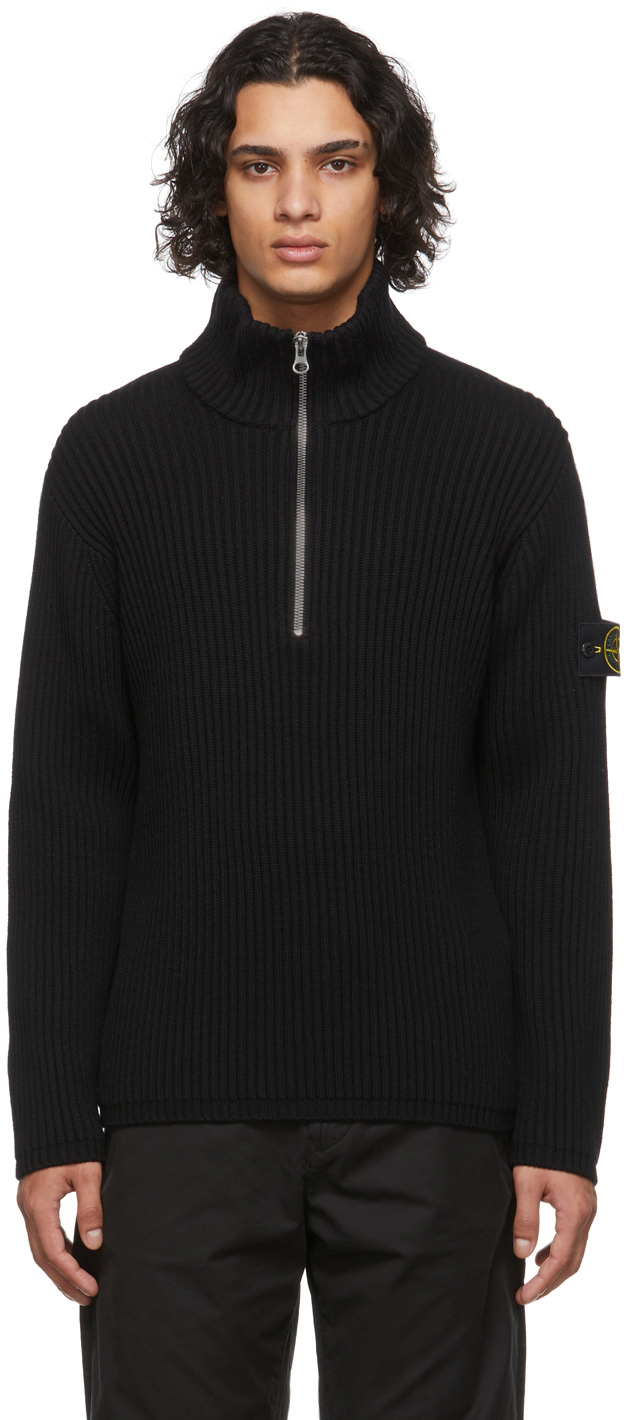 Black Half-Zip Sweater by Stone Island on Sale