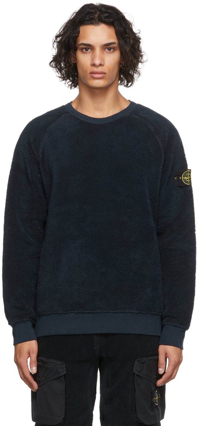 Stone Island Navy Two Pocket Fleece Sweatshirt