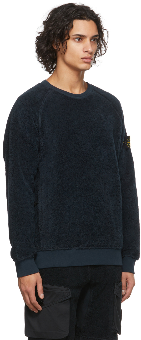 Stone Island Navy Two Pocket Fleece Sweatshirt | Smart Closet