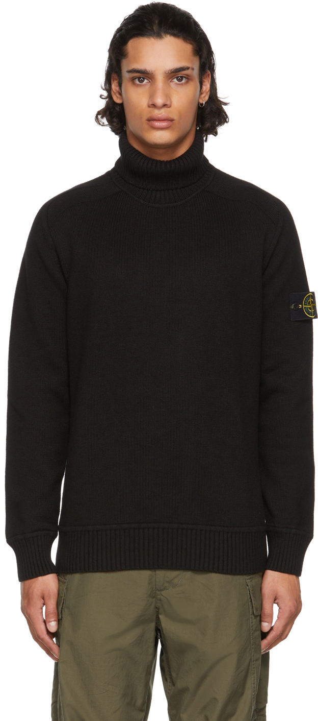 Save 11% Mens Clothing Sweaters and knitwear Turtlenecks Stone Island Ribbed Wool Turtleneck Sweater in Black for Men 