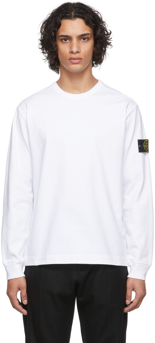 Adolescent Onmiddellijk Melancholie Stone Island: White Lightweight Long Sleeve T-Shirt | SSENSE