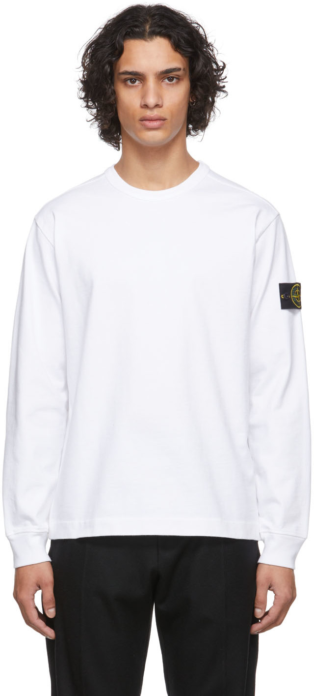 Stone Island White Lightweight Long Sleeve T-Shirt | Smart Closet