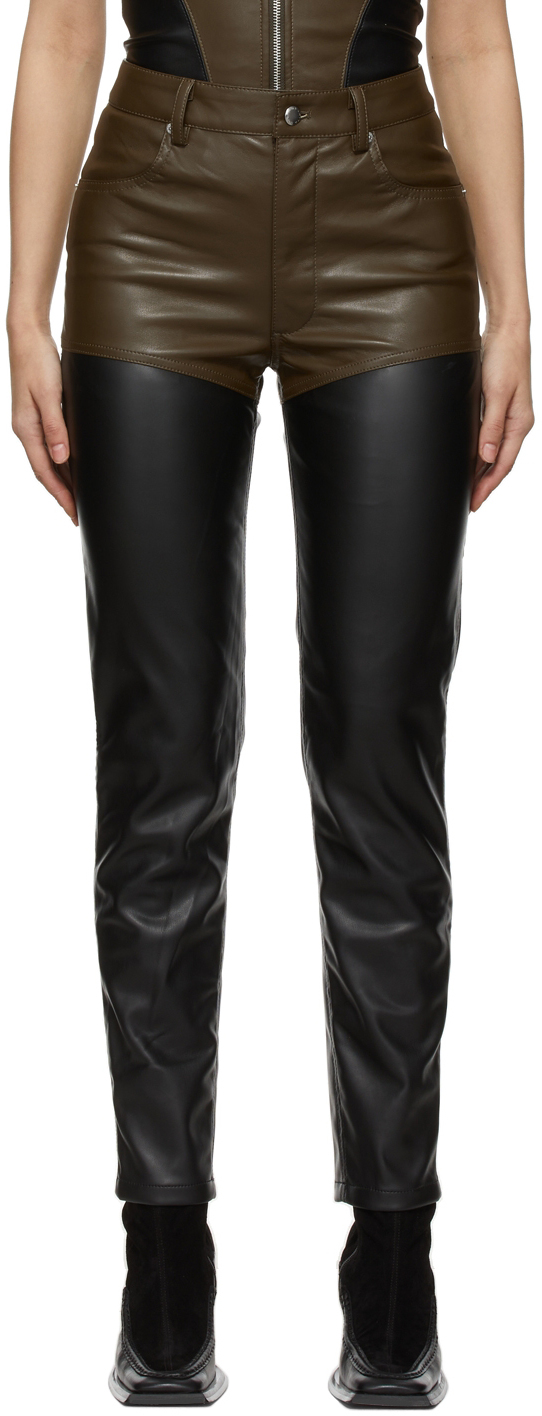 Eckhaus Latta Black & Khaki Not Leather Trousers