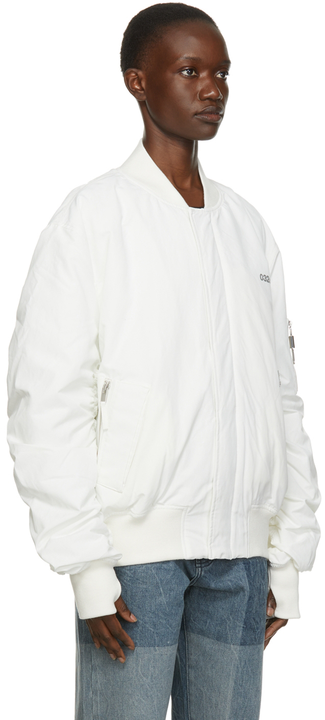 white oversized bomber jacket