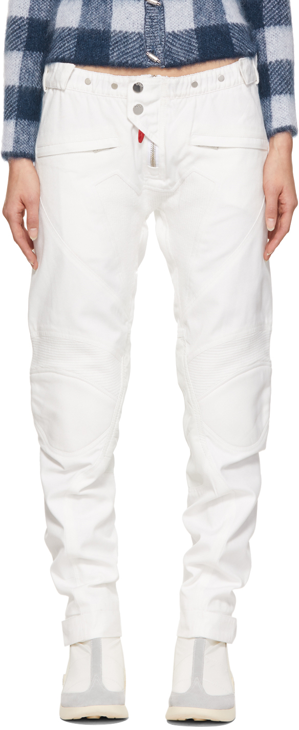 032c Off White Woven Leather Biker Pants
