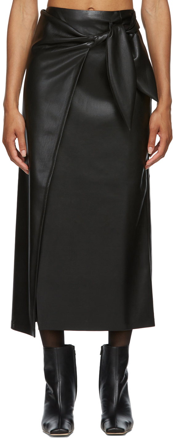 Nanushka Black Vegan Leather Amas Skirt