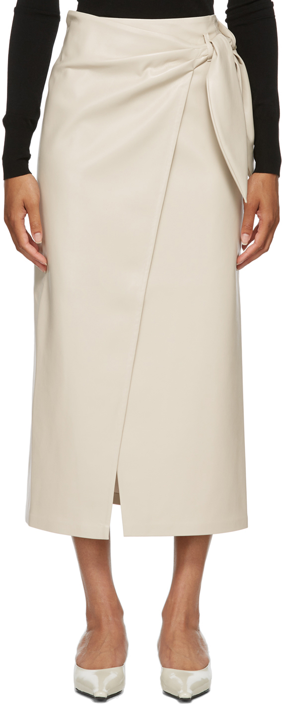 Nanushka Off-White Vegan Leather Amas Skirt