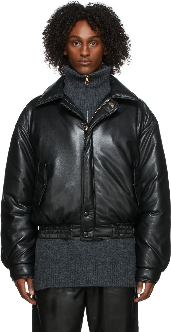 bomber faux leather jacket