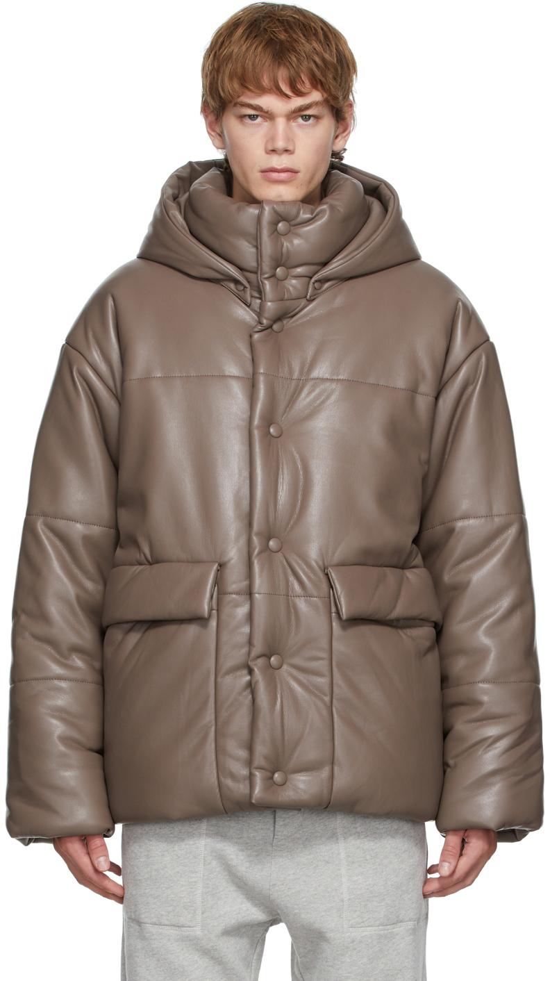 nanushka leather puffer