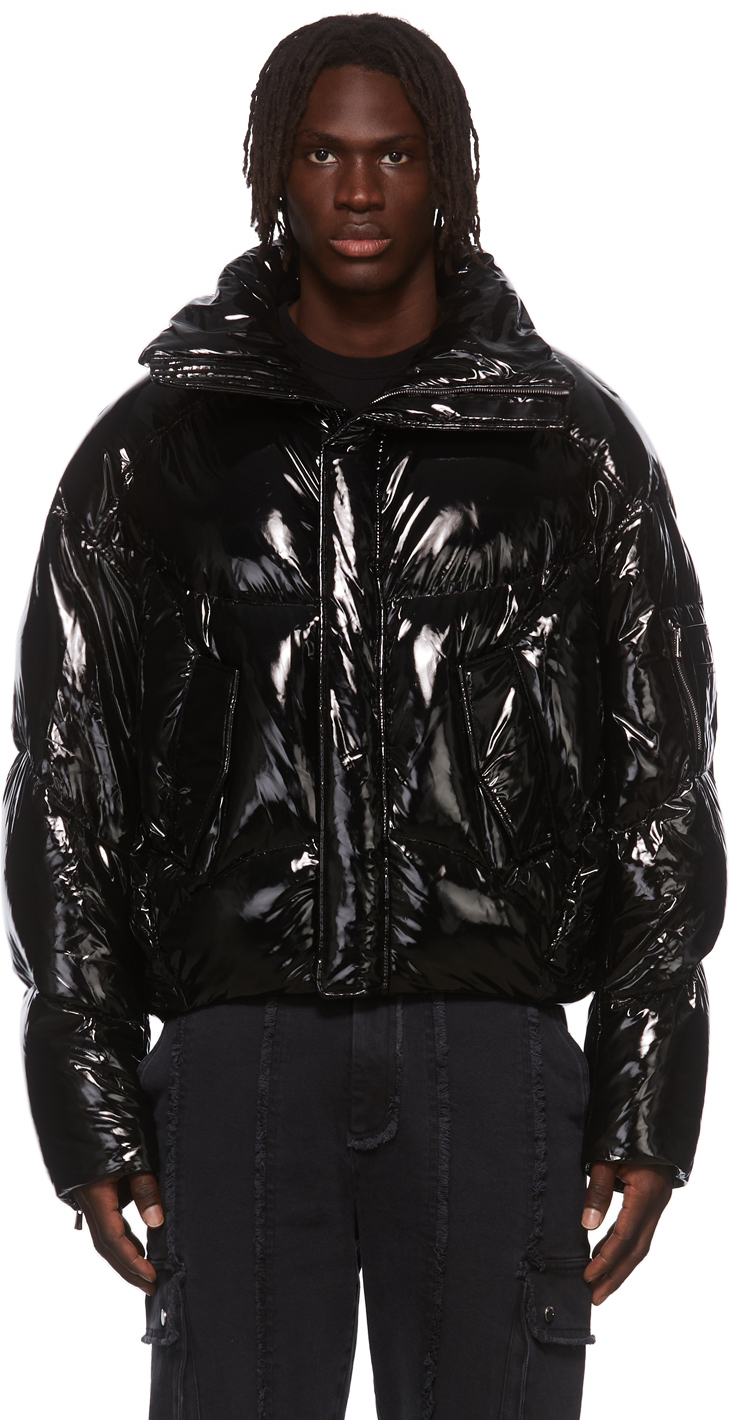 Chen Peng Black Down Glossy Puffer Jacket