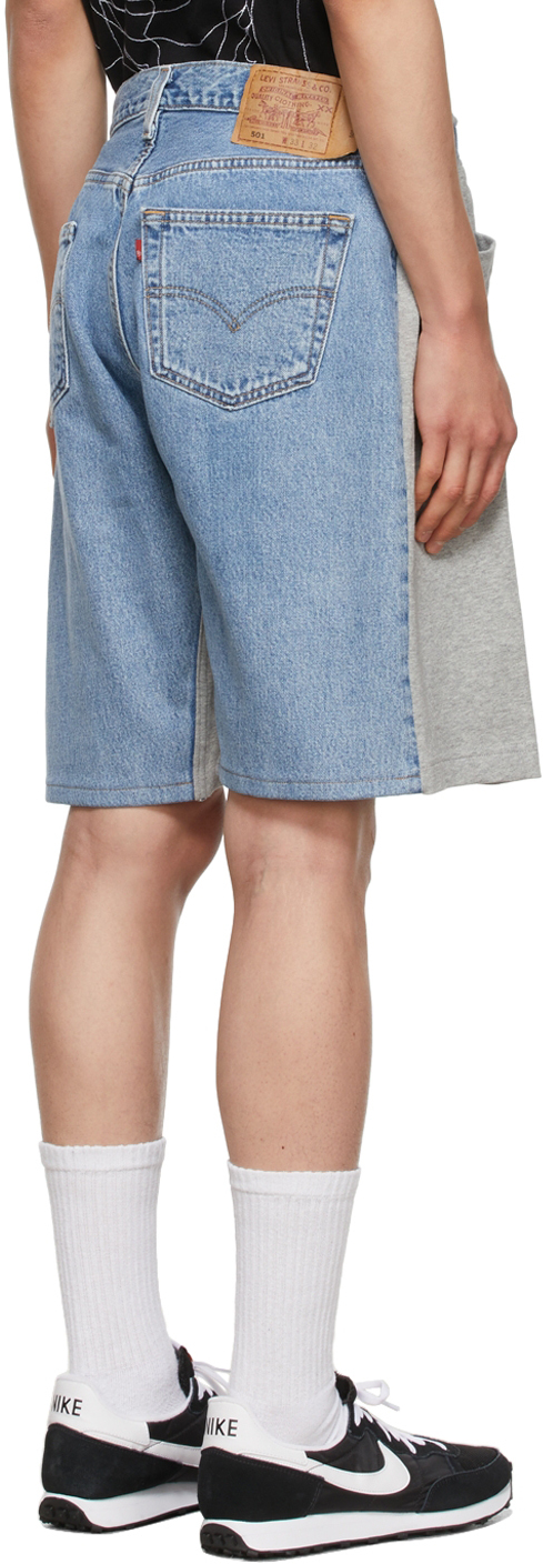 Bless SSENSE Exclusive Grey & Blue Overjogging Jeans Shorts