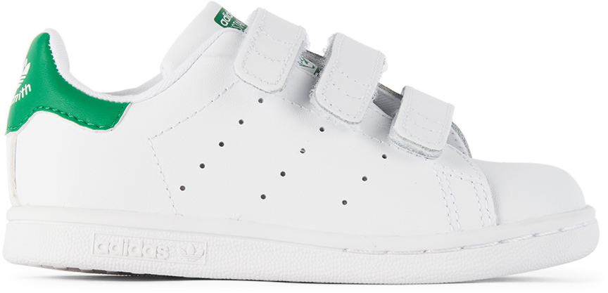 Baby White & Green Velcro Stan Smith Sneakers Baby White & Green Velcro Stan Smith Sneakers