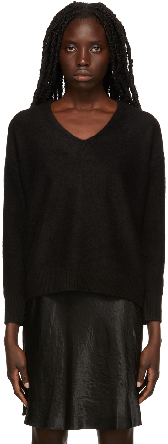 Vince Black Relaxed Pullover V-Neck Sweater