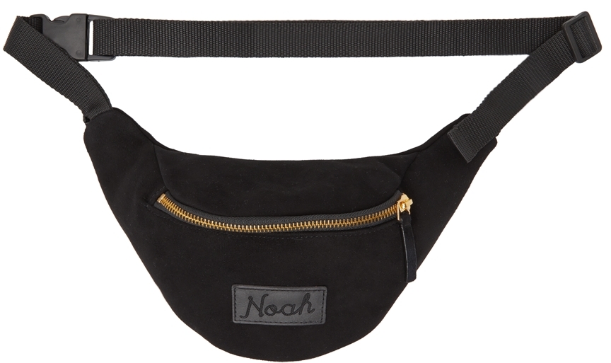 black suede fanny pack