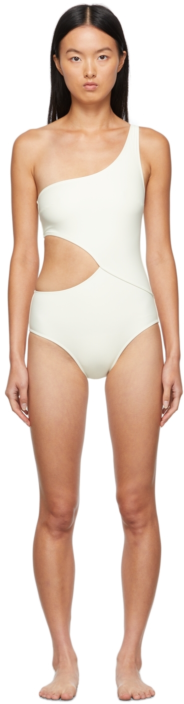 off white one piece bathing suit