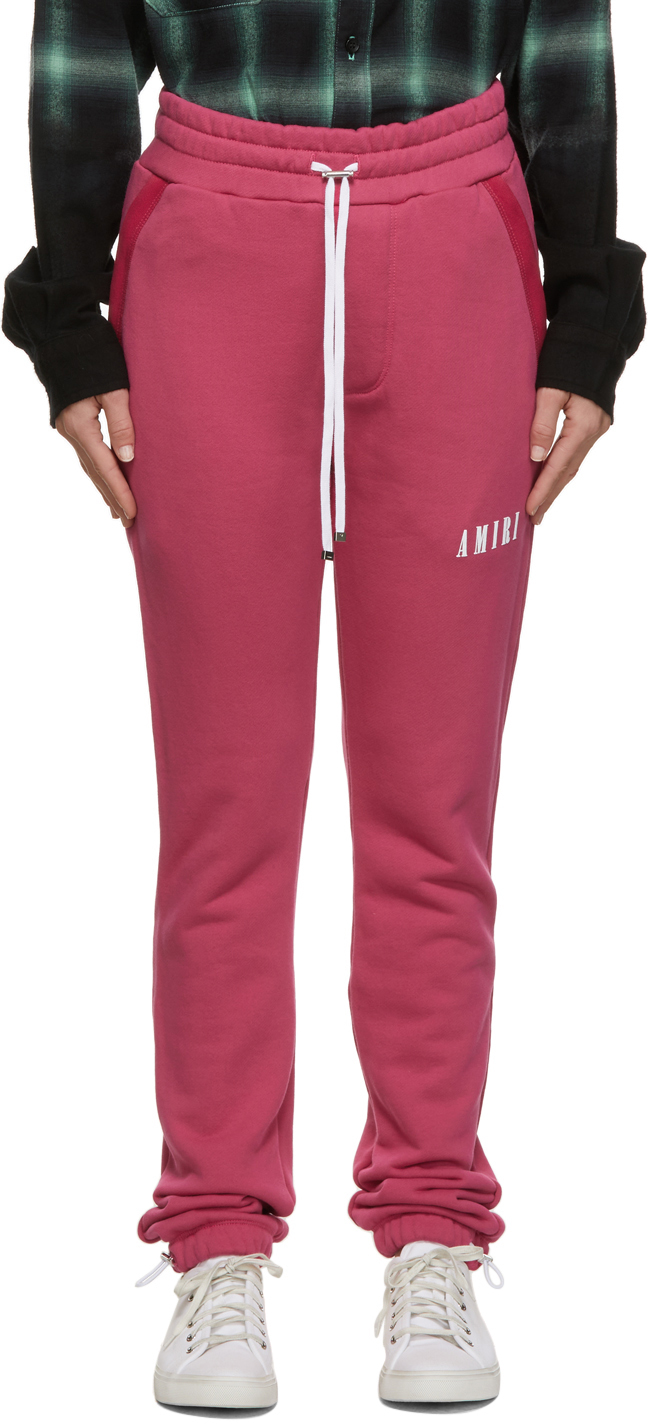 Amiri Pantalon de survêtement Core rose en coton à logo