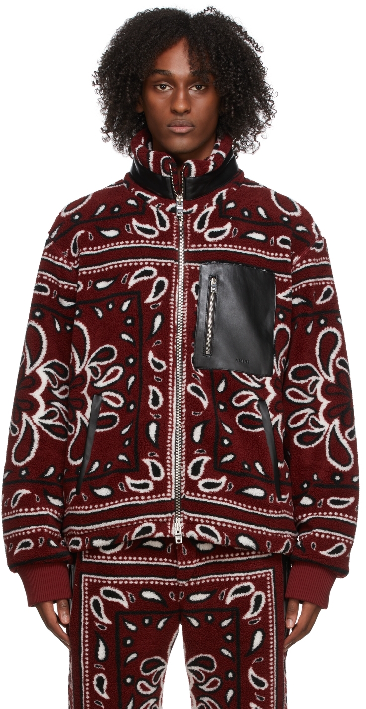 AMIRI Red Printed Polar Fleece Jacket