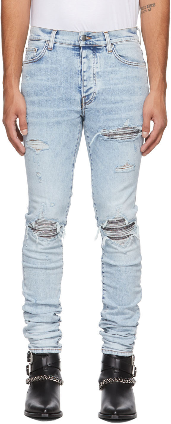 AMIRI: Blue Iridescent MX1 Jeans | SSENSE Canada